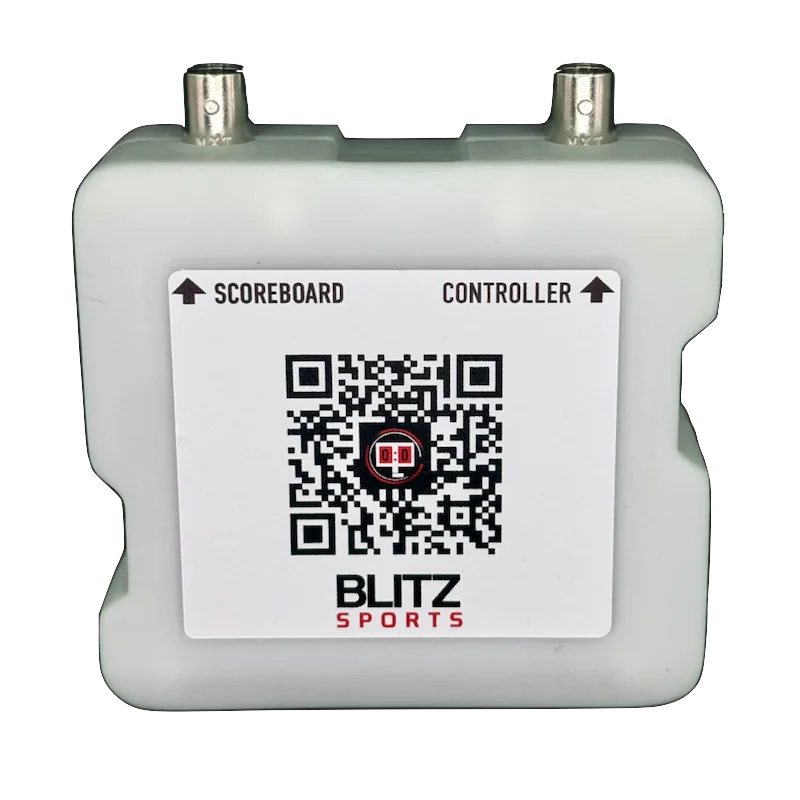 A BlitzBox wired to a Nevco scoreboard controller